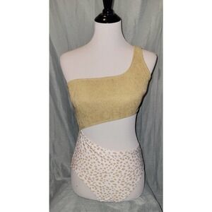 Swimsuit small, one shoulder, gold cheetah